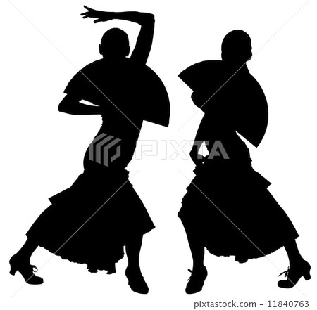 Two black silhouettes of female flamenco dancer 11840763