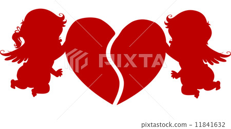 Silhouette Cupids with Heart 11841632