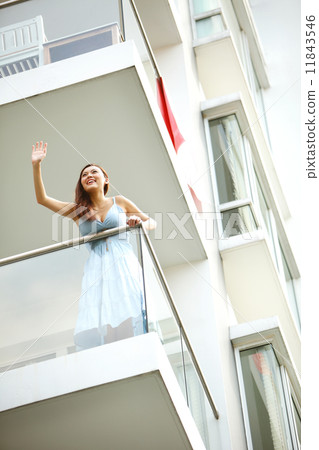 Young Women, Home, Resort, Hotel, apartment, Condo, Lifestyle, welcome, waving, goodbye, hello 11843546