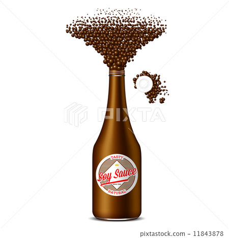 Bottle of soy sauce with scattered spice Bottle of soy sauce with scattered spice 11843878