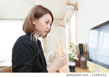 Personal computer young lady home work Personal computer young lady home work 11845252