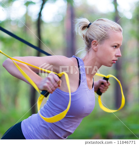Training with fitness straps outdoors. Training with fitness straps outdoors. 11846771