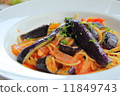 Eggplant and bacon with tomato sauce pasta 11849743