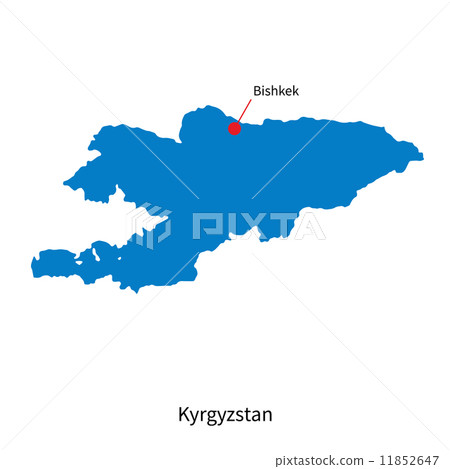 Detailed vector map of Kyrgyzstan and capital city Bishkek 11852647