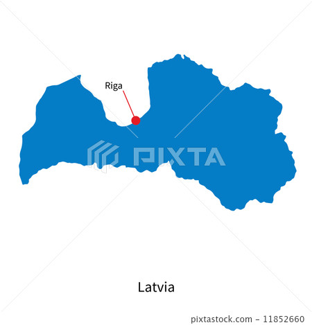 Detailed vector map of Latvia and capital city Riga 11852660