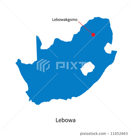 Detailed vector map of Lebowa and capital city Lebowakgomo 11852663