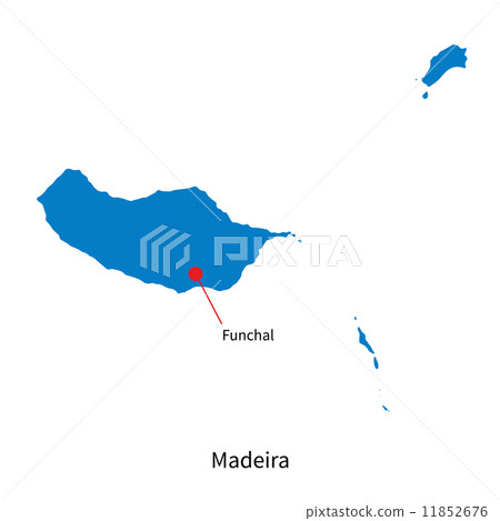 Detailed vector map of Madeira and capital city Funchal 11852676