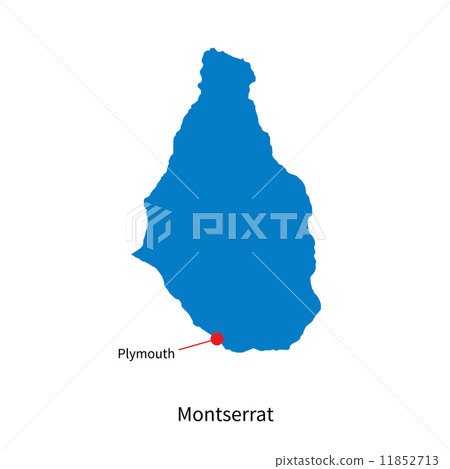 Detailed vector map of Montserrat and capital city Plymouth 11852713