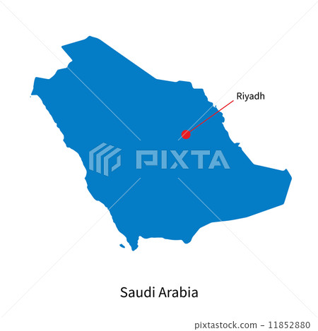 Detailed vector map of Saudi Arabia and capital city Riyadh 11852880