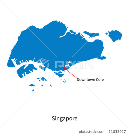 Capital City Of Singapore Map Detailed Vector Map Of Singapore And Capital... - Stock Illustration  [11852927] - Pixta