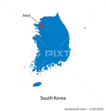 Detailed vector map of South Korea and capital city Seoul Detailed vector map of South Korea and capital city Seoul 11852948