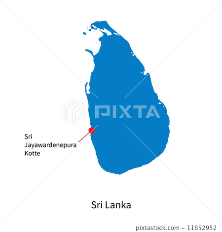 Detailed vector map of Sri Lanka and capital city Sri Jayawardenepura Kotte 11852952