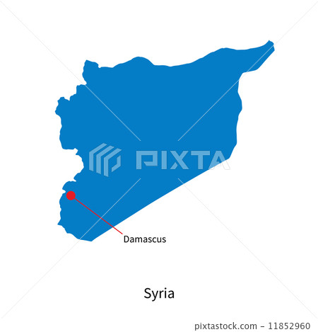Detailed vector map of Syria and capital city Damascus 11852960