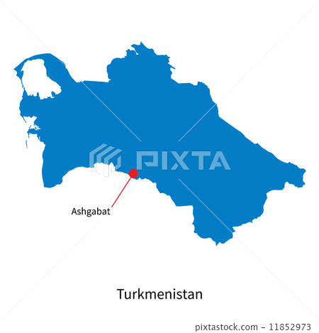 Detailed vector map of Turkmenistan and capital city Ashgabat 11852973