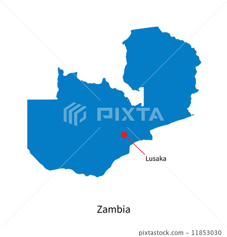 Detailed vector map of Zambia and capital city Lusaka 11853030