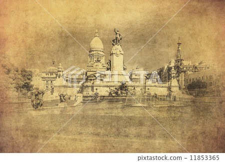 Vintage image of National Congress building, Buenos Aires, Argen 11853365
