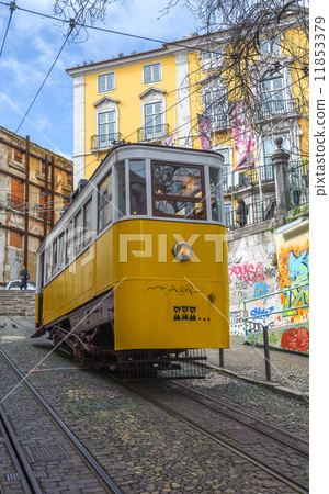 Elevador da Gloria, famous funicular in Lisbon, Portugal Elevador da Gloria, famous funicular in Lisbon, Portugal 11853379