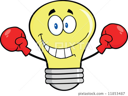 Light Bulb Cartoon Character Wearing Boxing Gloves 11853487