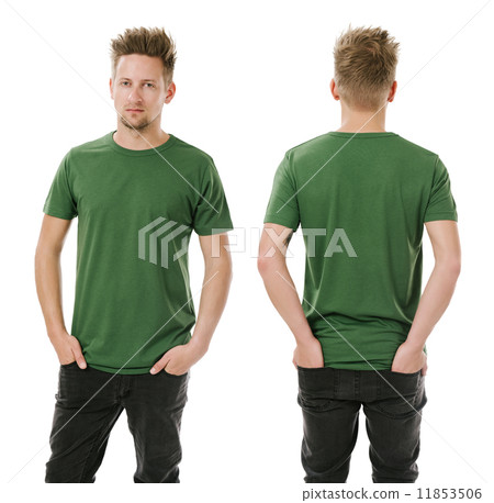 Man posing with blank green shirt 11853506