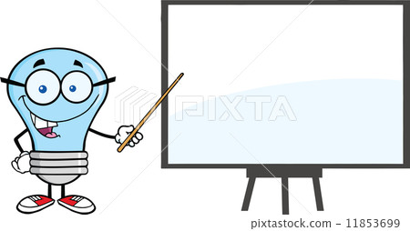 Blue Light Bulb Presenting On A Board Blue Light Bulb Presenting On A Board 11853699