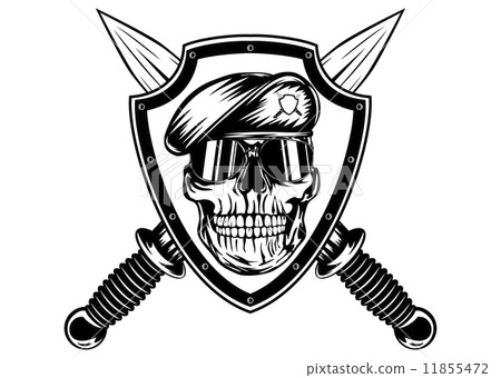 Skull in shield and daggers 11855472