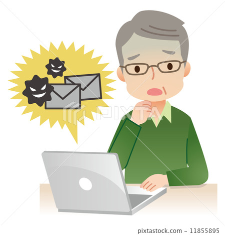 惡意電子郵件PC男老人 惡意電子郵件PC男老人 11855895