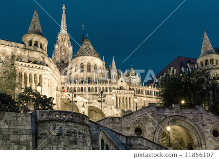 Fisherman's Bastion at night. Budapest, Hungary 11856107