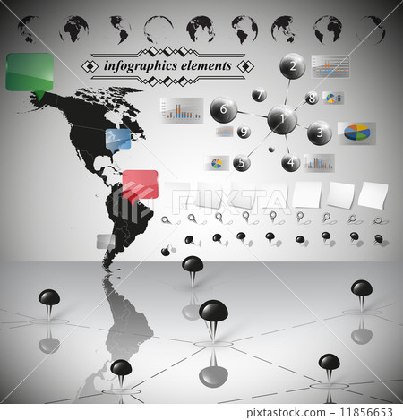 Map of South and North America, infographic vector illustration 11856653