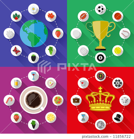 Set of nature, sports, food and drinks concepts. Flat design. Vector illustration. 11856722