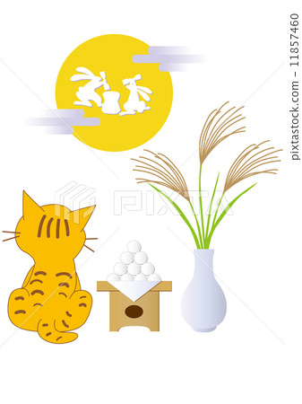 Full moon and moonlight decorations and cats of the fifteenth night Full moon and moonlight decorations and cats of the fifteenth night 11857460