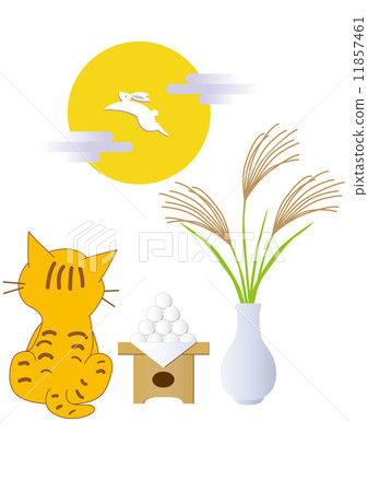 Full moon and moonlight decorations and cats of the fifteenth night 11857461