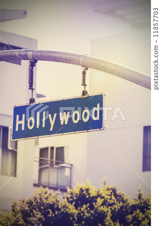 Vintage picture of Hollywood street sign in Hollywood, USA. 11857703