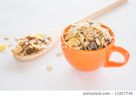 Mixture of cereals on white table 11857748