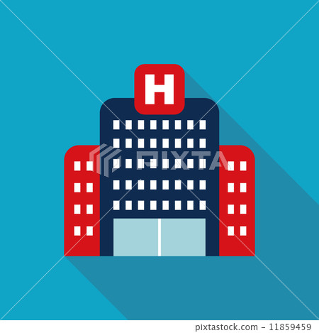 hospital building , Flat style Icon with long... - Stock Illustration ...