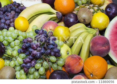 background of fresh fruits bunch berry, banana 11860056