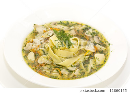 soup of vegetables and mushrooms in a restaurant soup of vegetables and mushrooms in a restaurant 11860155