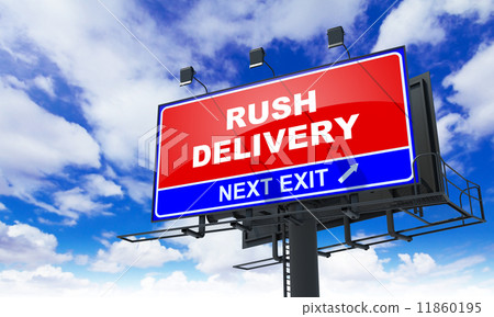 Rush Delivery on Red Billboard. Rush Delivery on Red Billboard. 11860195