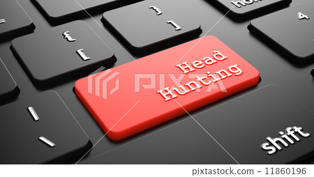 Headhunting on Red Keyboard Button. Headhunting on Red Keyboard Button. 11860196