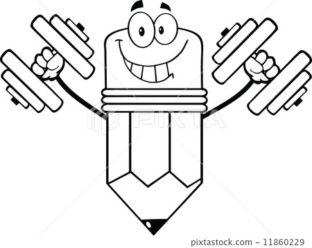 Outlined Pencil Character Training With Dumbbells Outlined Pencil Character Training With Dumbbells 11860229