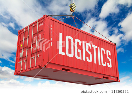Logistics - Red Hanging Cargo Container. 11860351
