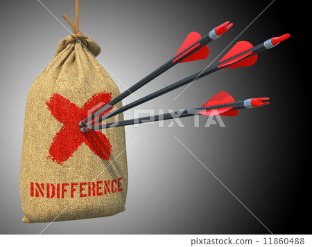 Indifference - Arrows Hit in Red Target. 11860488