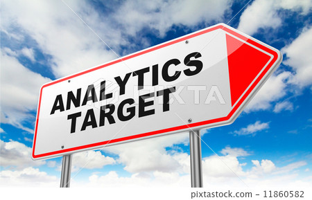 Analytics Target on Red Road Sign. Analytics Target on Red Road Sign. 11860582