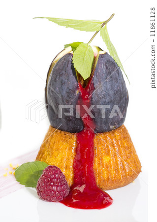 fig dessert on a white background in restaurant 11861128