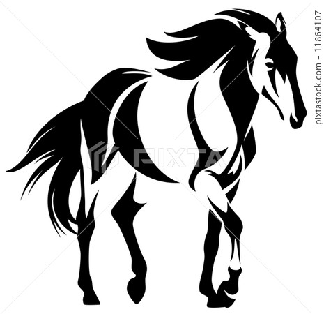 wild horse black and white outline - mustang vector design wild horse black and white outline - mustang vector design 11864107