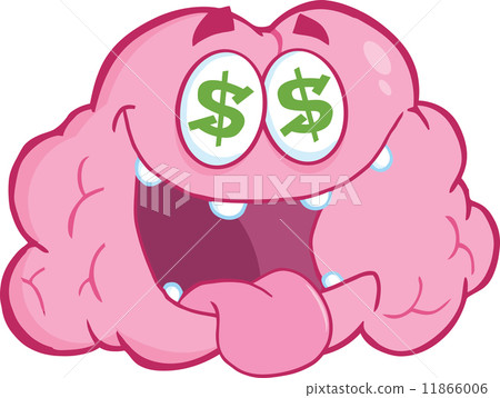 Money Loving Brain Cartoon Character Money Loving Brain Cartoon Character 11866006