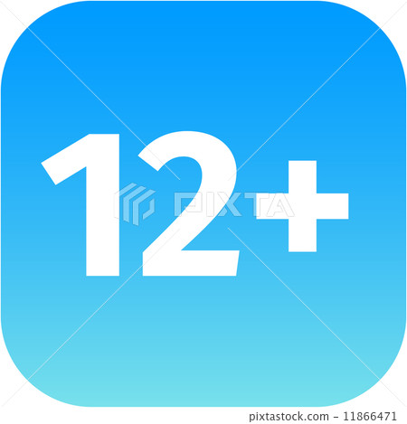 Restriction on age 12+ - blue and white icon 11866471