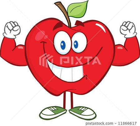 Apple Cartoon Character With Muscle Arms 11866617