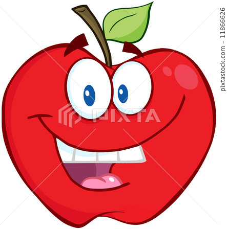 圖庫插圖: smiling apple cartoon character