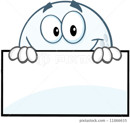 Smiling Golf Ball Hiding Behind A Sign Smiling Golf Ball Hiding Behind A Sign 11866635