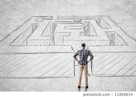 man with maze man with maze 11868634